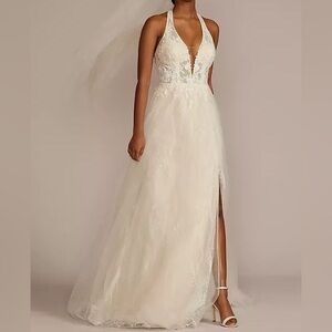 Halter A-Line Wedding Dress (David’s Bridal- NEW WITH TAGS!)